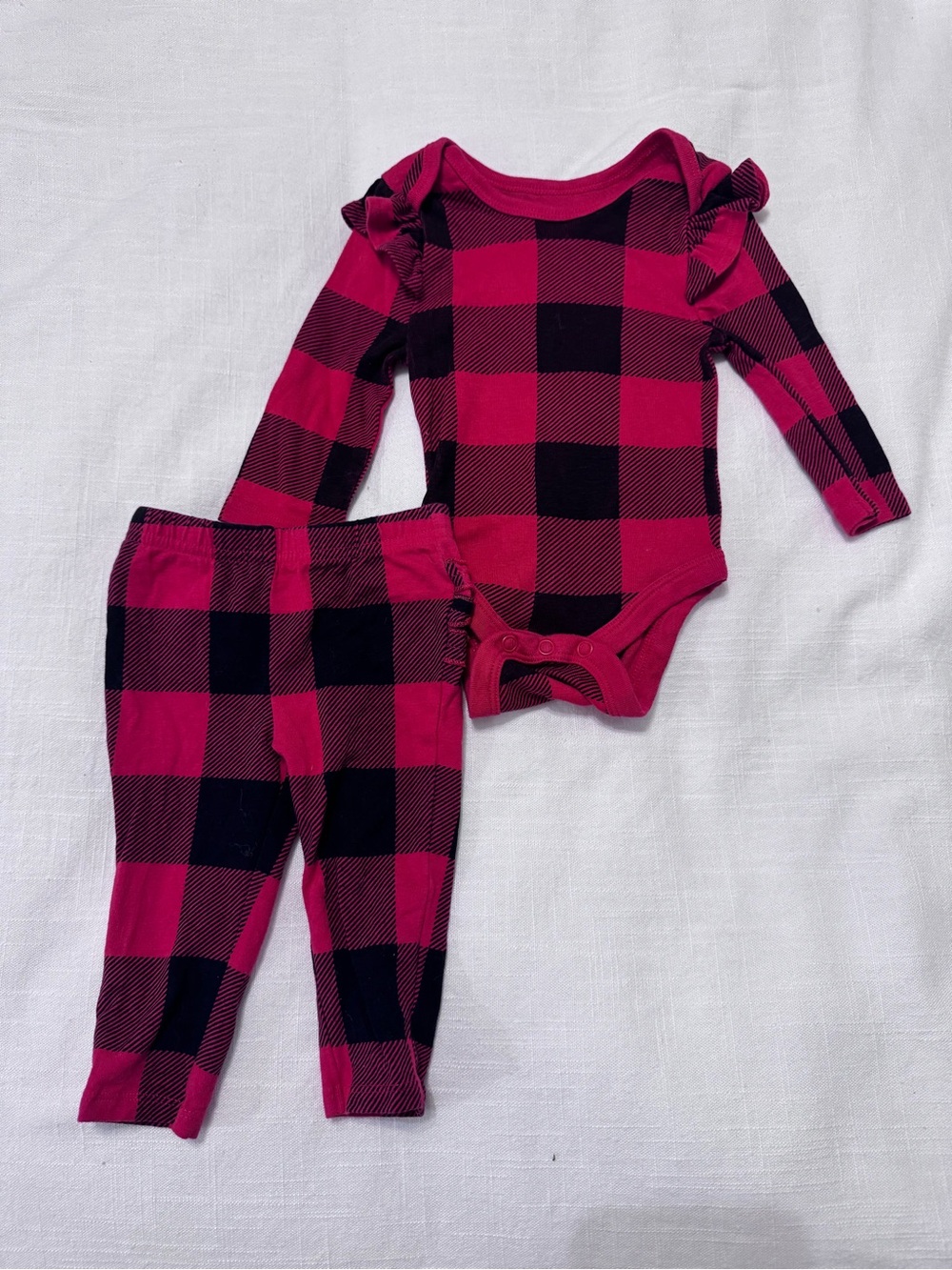 jumping beans Red and Black Buffalo Plaid Baby Outfit